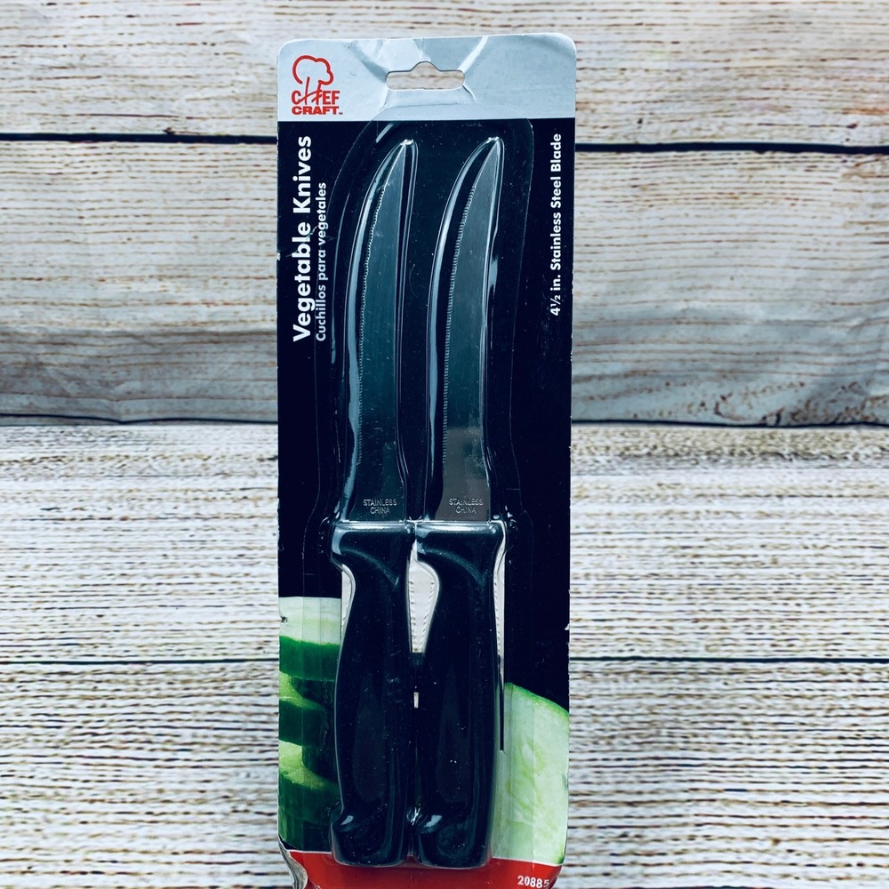 Chef Craft Vegetable Knives Set Serrated Stainless Steel‎ Blade 4.5 in NEW